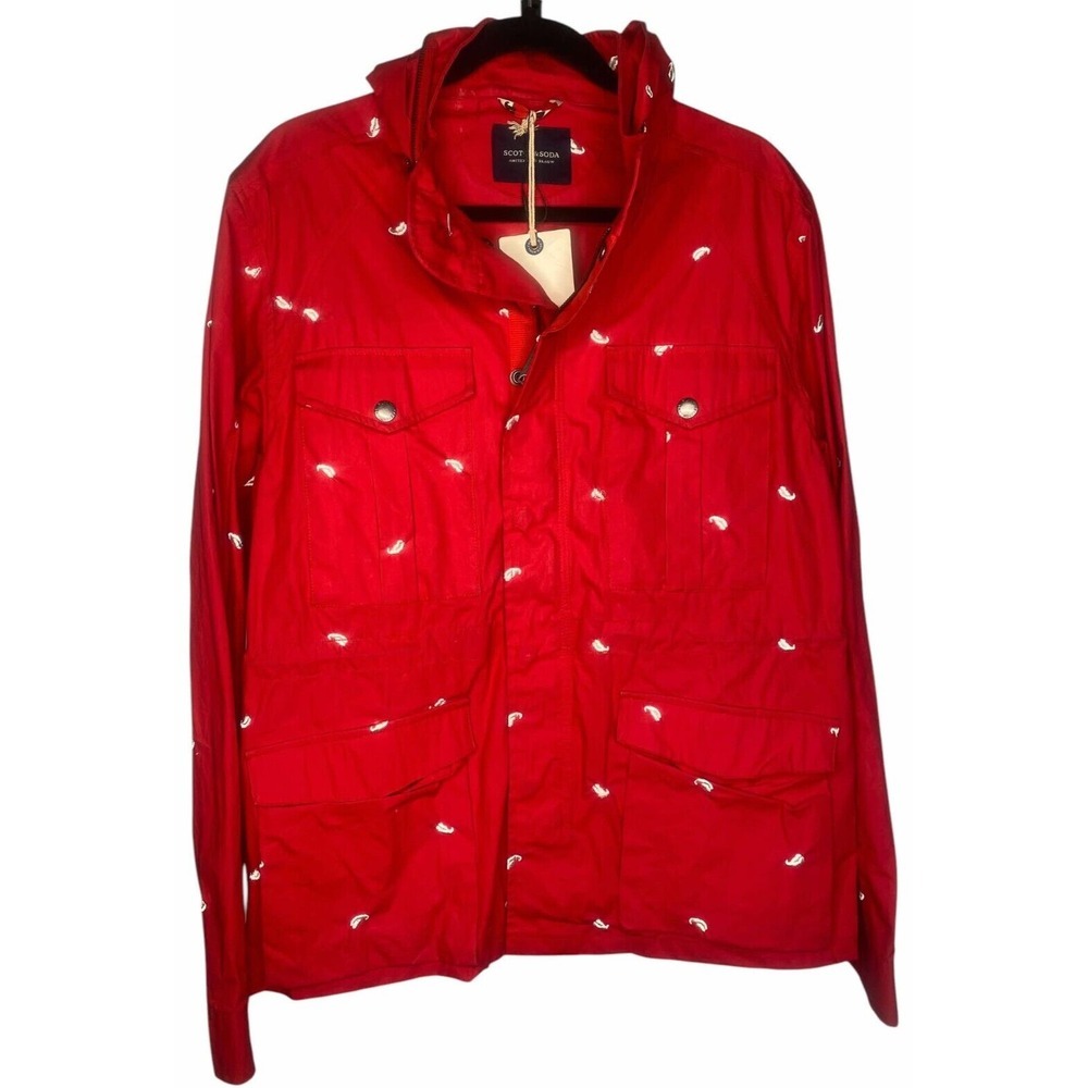 Scotch & Soda women's‎ Rain Jacket Red Hot Lips Hooded NEW w/defect size medium